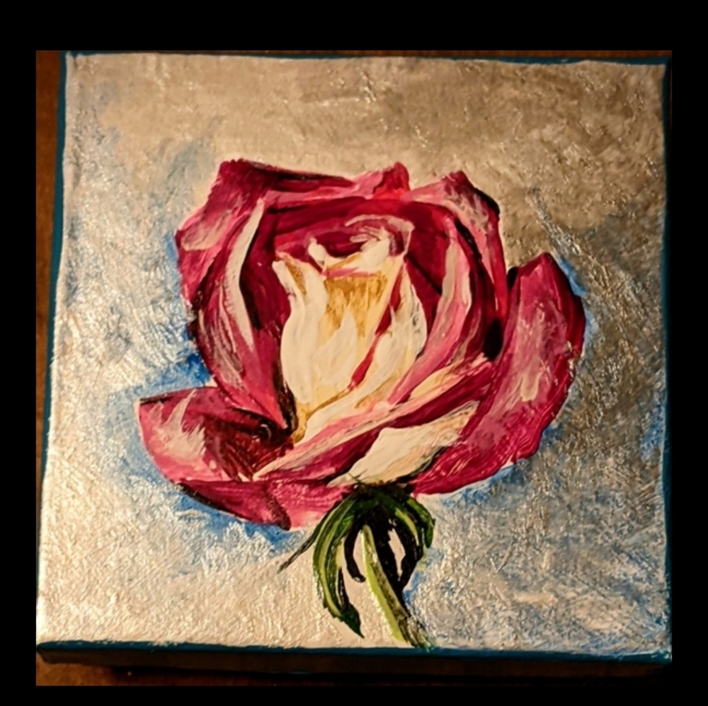 Rose Blossom Painted Gift Box Handmade Miniature Art